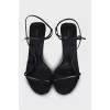 Black leather stiletto sandals