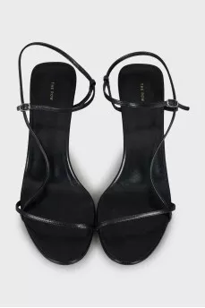 Black leather stiletto sandals