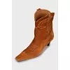 Suede ankle boots with almond toe