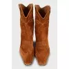 Suede ankle boots with almond toe