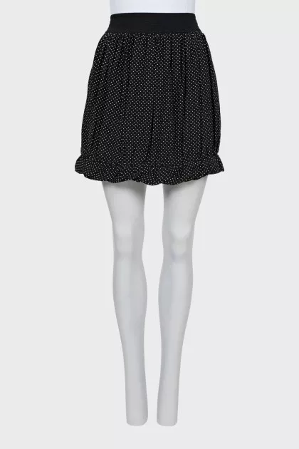 Silk mini skirt with polka dots