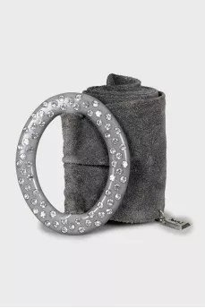 Suede belt with rhinestone buckle