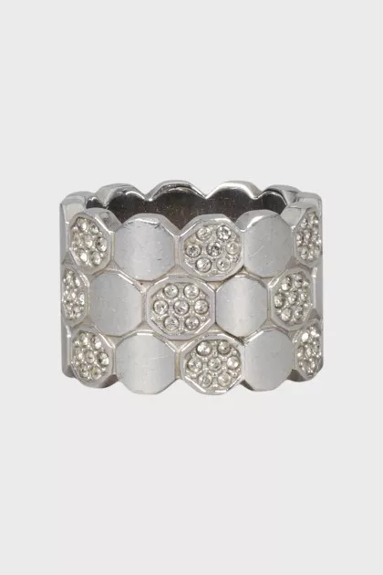 Silver ring with crystals