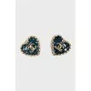 Heart-shaped earrings with gold logo