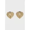Heart-shaped earrings with gold logo