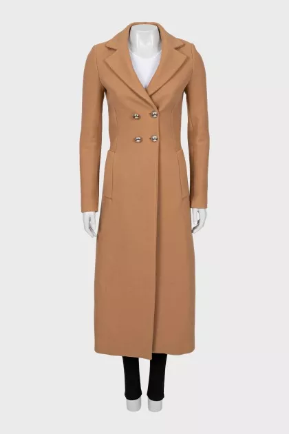 Maxi coat with silver buttons