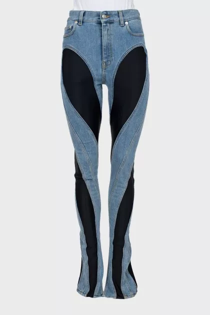 Combination jeans with raised seams