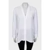 Straight cut blouse decorated with flowers