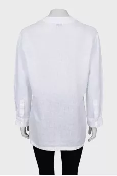 Straight cut blouse decorated with flowers