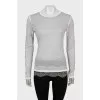 Gray long sleeve decorated with lace
