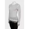 Gray long sleeve decorated with lace
