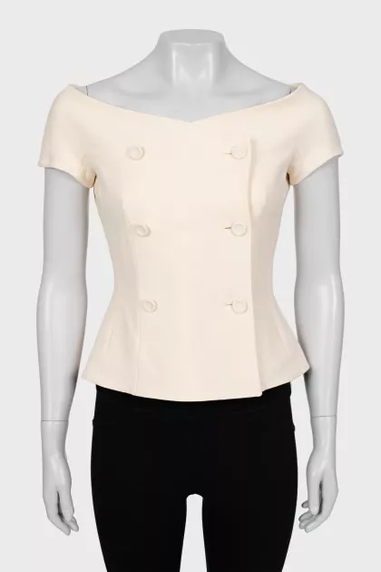 Double breasted off shoulder vest