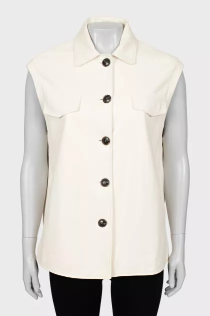 Straight cut leather vest