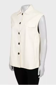 Straight cut leather vest