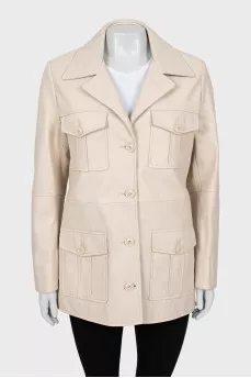Beige leather jacket