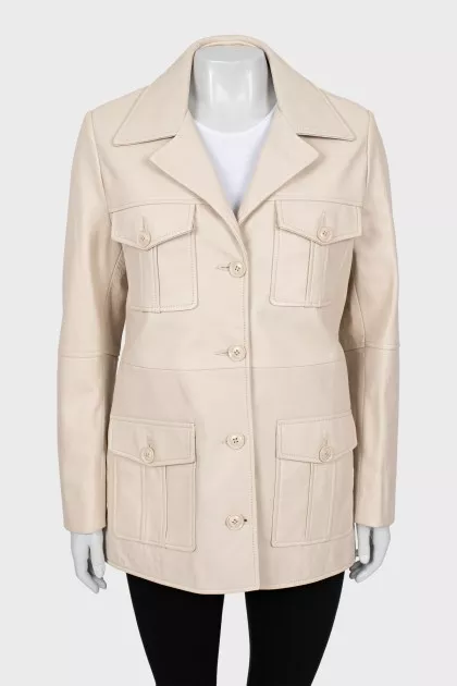Beige leather jacket