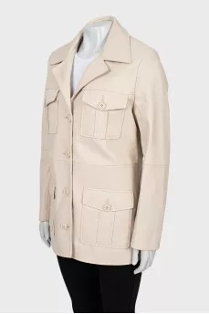Beige leather jacket