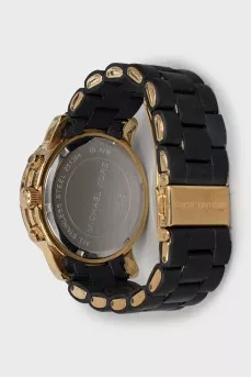 Two-tone watch with rubber strap