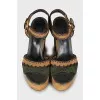 Suede high wedge sandals