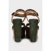 Suede high wedge sandals