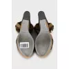 Suede high wedge sandals