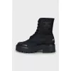 Textile boots with leather toe