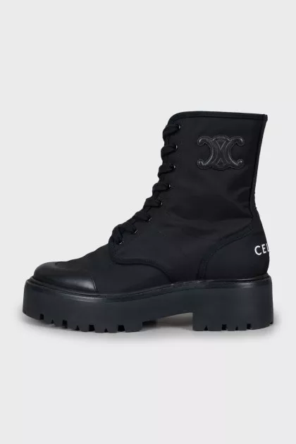 Textile boots with leather toe