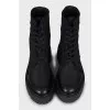 Textile boots with leather toe