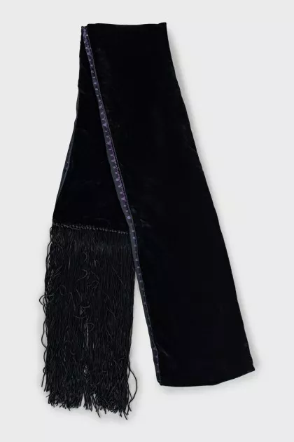 Velor scarf with fringe