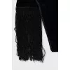 Velor scarf with fringe