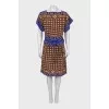 Printed silk dress with belt