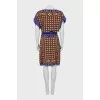 Printed silk dress with belt