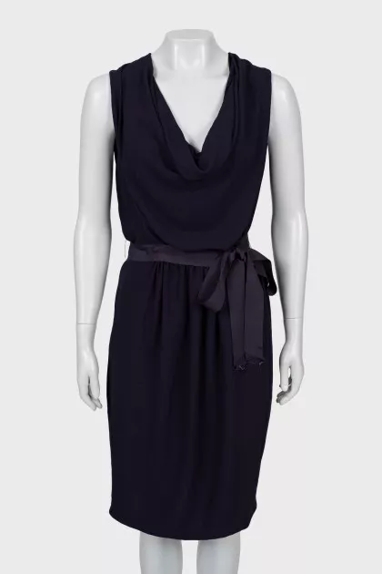 Draped dress with plunging neckline