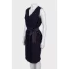 Draped dress with plunging neckline
