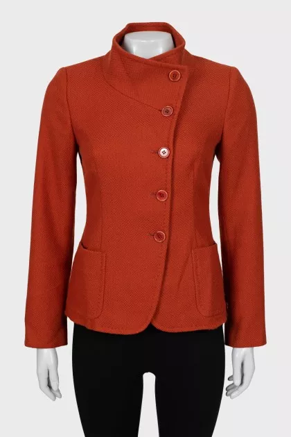 Wool jacket with high neck