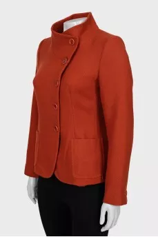 Wool jacket with high neck
