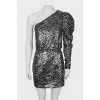 Printed dress embroidered with sequins