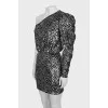 Printed dress embroidered with sequins