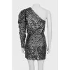 Printed dress embroidered with sequins