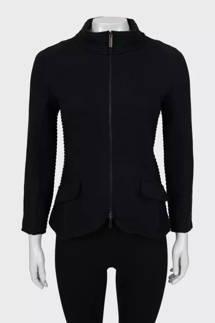 Wool cardigan with zipper