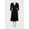 Wool dress with V-neck