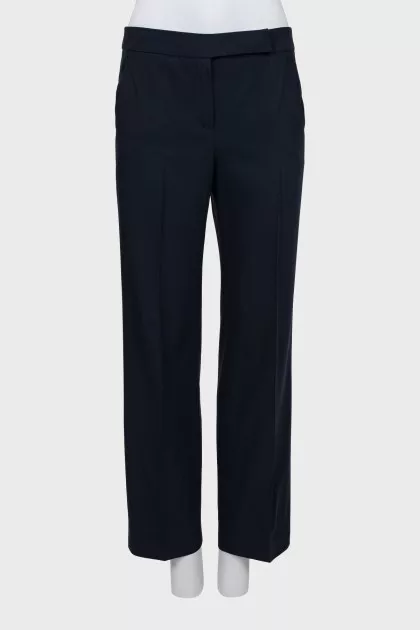 Straight-fit wool trousers with creases