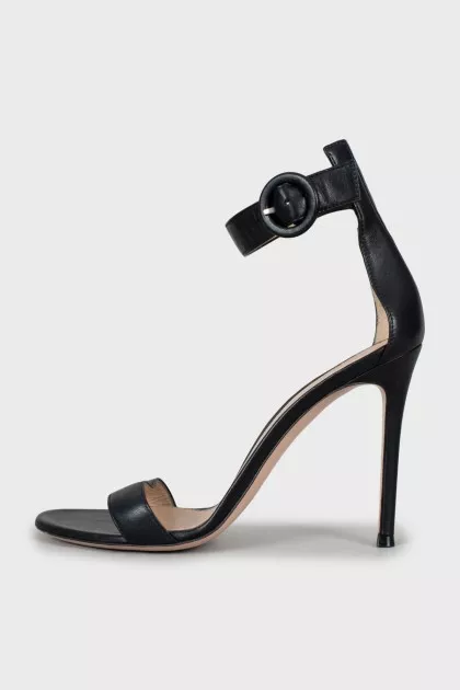 High-heeled leather sandals