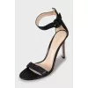 High-heeled leather sandals