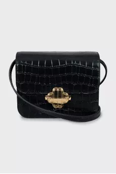 Leather crossbody bag with tag