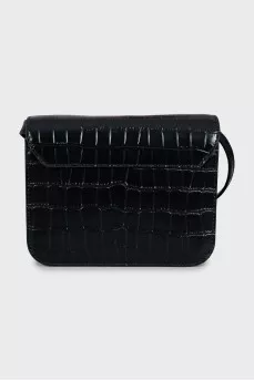 Leather crossbody bag with tag