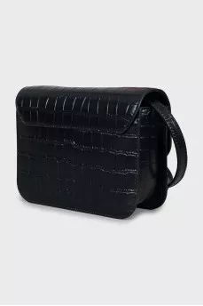 Leather crossbody bag with tag