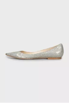 Shiny pointed toe ballerinas