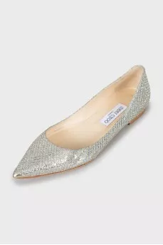 Shiny pointed toe ballerinas