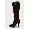 Draped suede boots